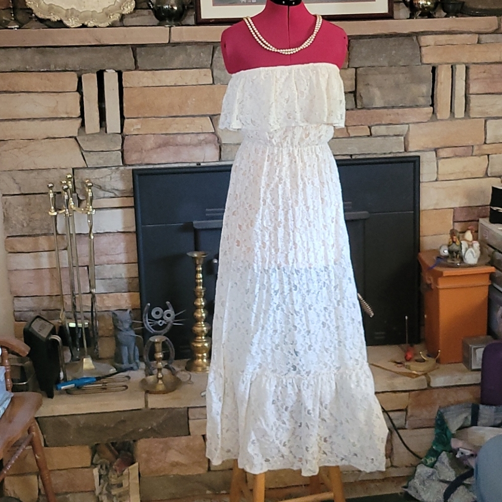 FLYING TOMATO Vintage Inspired Lace Maxi Dress Sleeveless sz M